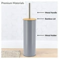 thumbnail image 5 of Gray Metal Toilet Brush and Holder Set With Bamboo Lid, 5 of 8