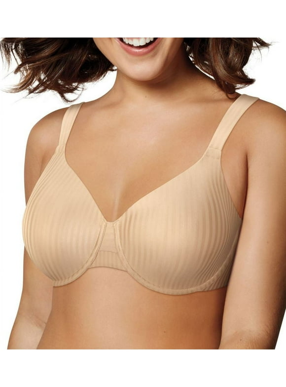 Playtex Secrets All Over Smoothing Seamless Full-Coverage Underwire T-Shirt Bra for Full-Figures Nude Stripe 38D Women's