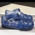 thumbnail image 3 of ZACPNCV Toddler Girls Jelly Shoes Soft Jellies Sandals Rubber Sole Closed Toe Beach Summer Mary Jane Kids Princess Dress Flat Blue 3-3.5 Years, 3 of 6