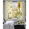 thumbnail image 3 of Sunflowers Sheer Curtains 39 Inch Length 2 Panels Set for Living Room/Bedroom, Spring Summer Bees Floral Yellow Plaid Kitchen Curtains Grommet Semi-Sheer Curtains Drapes Window Treatments 27.5"x39"x2, 3 of 7