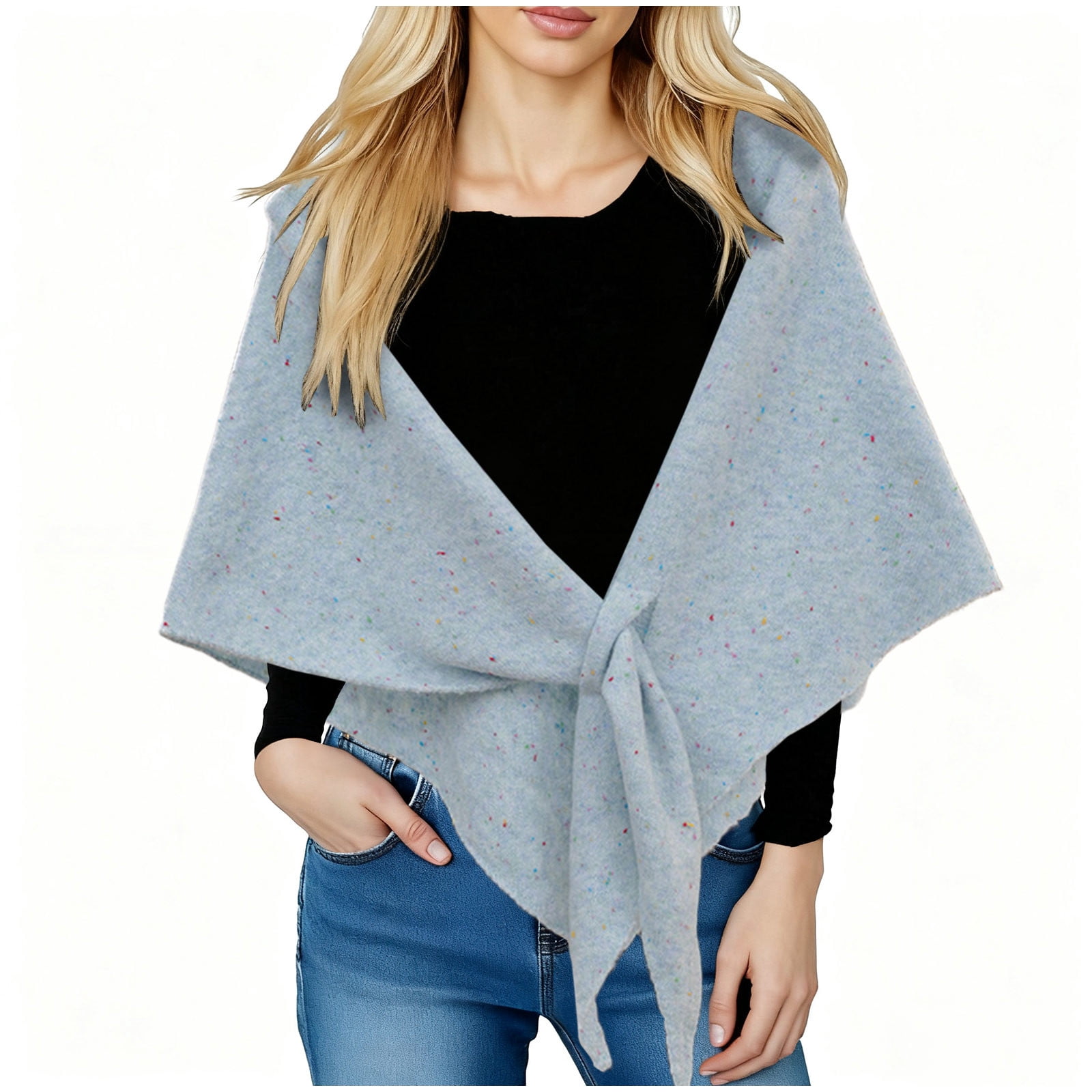 PBFRDSJ Knit Triangle Shawl Speckled Dots Pattern Front Tie Design Soft ...
