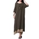 thumbnail image 1 of Las nuevas mujeres de la vendimia vestido de algodón de lino de Split dobladillo irregular floja oca Tomshoo Marrón S, 1 of 7