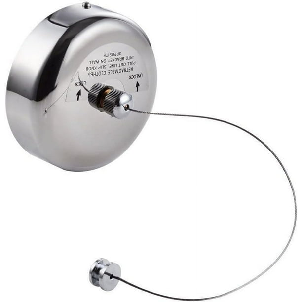 Tendedero con acabado cromado, retráctil y resistente a la humedad para lavandería en interiores y exteriores, de acero inoxidable resistente, ahorra espacio con cuerda ajustable (fácil de instalar,