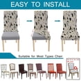 thumbnail image 3 of Chair Covers for Dining Room Set of 4, Stretchable Dining Parson Chair Slipcovers with Printed Floral Patterns,White Spandex Banquet Chair Seat Protector Slipcovers for Holiday Home Party, 3 of 6