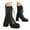 Black, variant on Gothic Boots for Women Lace up Mid Calf Boots Fashion Chunky Heel Square Toe Punk Booties