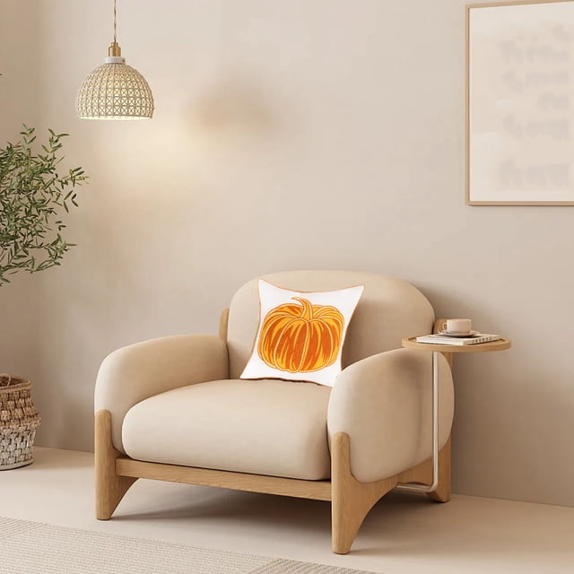 Fiudx Funda de Almohada Bordada con Calabaza, Cojín Decorativo de Halloween, Cojín Decorativo de Acción de Gracias, Decoración Acogedora para El Hogar, Tela Suave y Transpirable, Tamaño 45 X 45 Cm, E
