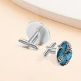 thumbnail image 7 of PhooArto Men's Classic Stainless Steel, Leopard Print Blue Butterfly Cufflinks Business Wedding Shirts, Silver, 7 of 7