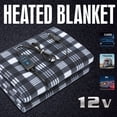 thumbnail image 2 of ELUTO 12V Electric Heated Car Blanket - Large 60" x 43.5" Polyester Fleece for Cars, SUVs, Trucks, RV - Black & White Plaid, 2 of 8