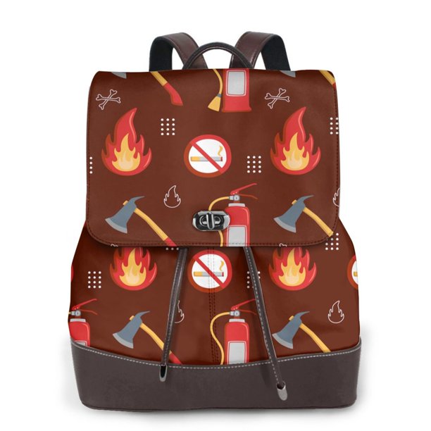 Disketp Fire Extinguisher Mochila de Cuero para Mujer, Bolso de Espalda Antirrobo con Estilo para Viaje, Trabajo y Uso Diario