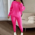 thumbnail image 2 of hotojiny Women's Plus Size 2 Piece Knitted Outfits Casual Long Sleeve Crewneck Tops with Slim Pants Lounge Outfits, 2 of 6