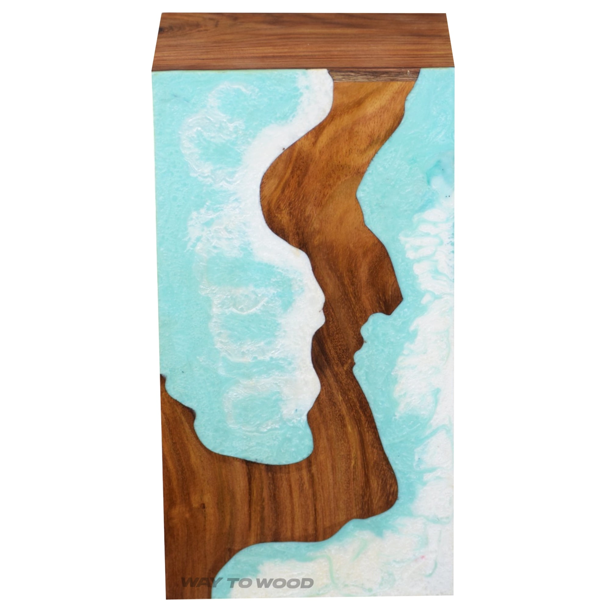 Wooden Urn for Human Ashes Adult Male, Female – Personalized Cremation Urns - Ocean Wooden Resin Urn for Burial & Home Memorial - Decorative Urn Box for Pet Ashes