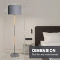 thumbnail image 2 of Modern Floor Lamp with 8W LED Bulb - Foot Switch & Fabric Shade - Tall Metal Stand for Living Room, Bedroom, Office - Gray Finish, 2 of 15