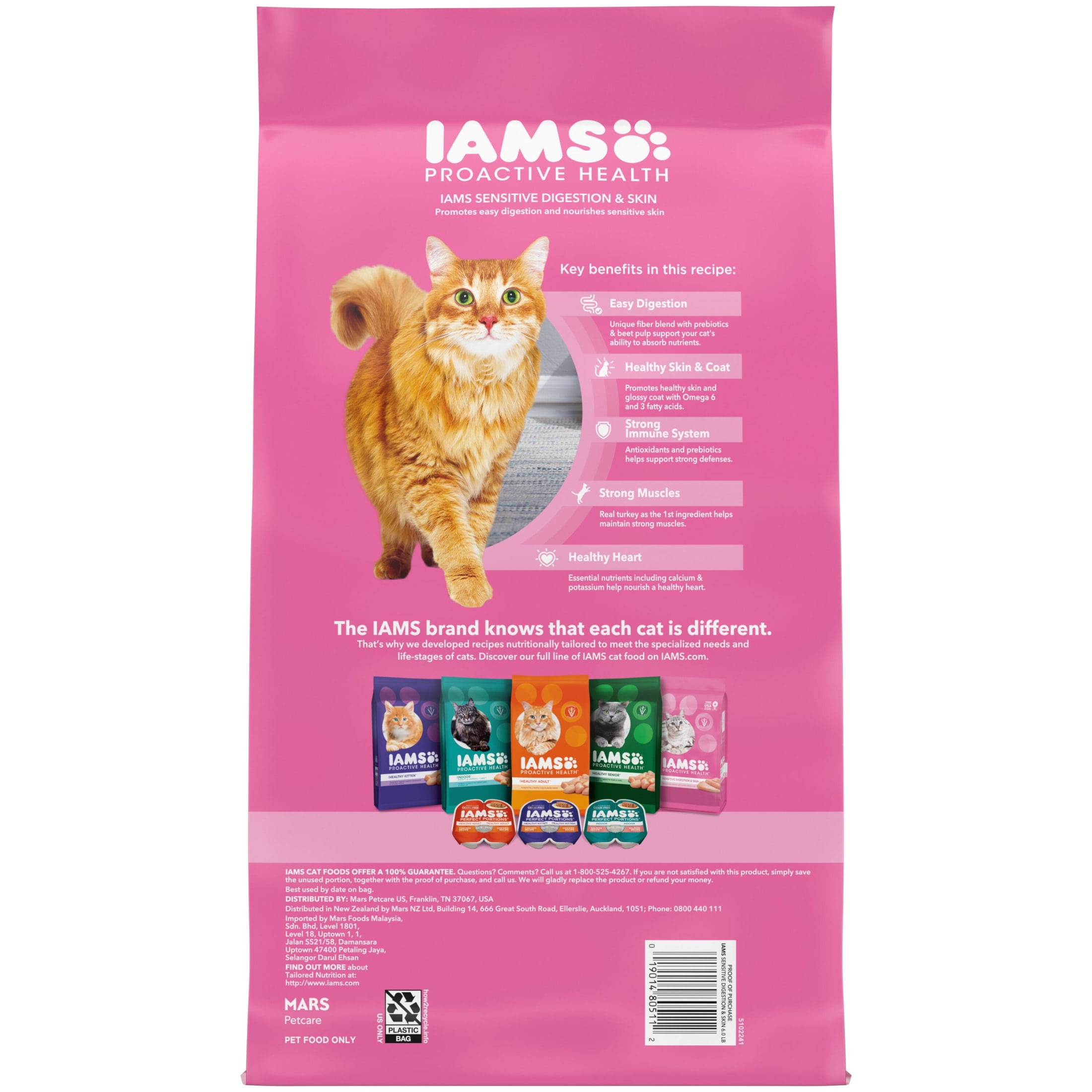 (4 pack) Iams Proactive Health Turkey Dry Cat Food, 6 Lb Bag