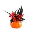 thumbnail image 2 of Fall Artificial Pumpkin Floral Centerpiece with Sunflowers and Skull for Mantel, Table and Halloween Thanksgiving Decor, Harvest Celebration, Table Accent, 2 of 6