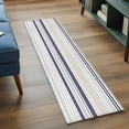 thumbnail image 4 of 2x6 Kitchen Runner Rug, Beige Stripe Non-Skid Rubber Backing Large Rectangle Rugs - Living Room Bedroom Home Office, Modern Abstract Art Navy Blue Striped Rustic Indoor Floor Mat Carpets Washable Rug, 4 of 9