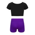 thumbnail image 2 of DPOIS Kids Girls Crop Tops with Booty Shorts Athletic Tracksuit Workout Set Purple 3-4, 2 of 6