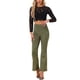 thumbnail image 2 of Pantalones Flare Sólidos de Mujer INSPIRE CHIC con Cremallera Lateral Oculta de Suede Sintético Color Verde Militar, 2 of 6