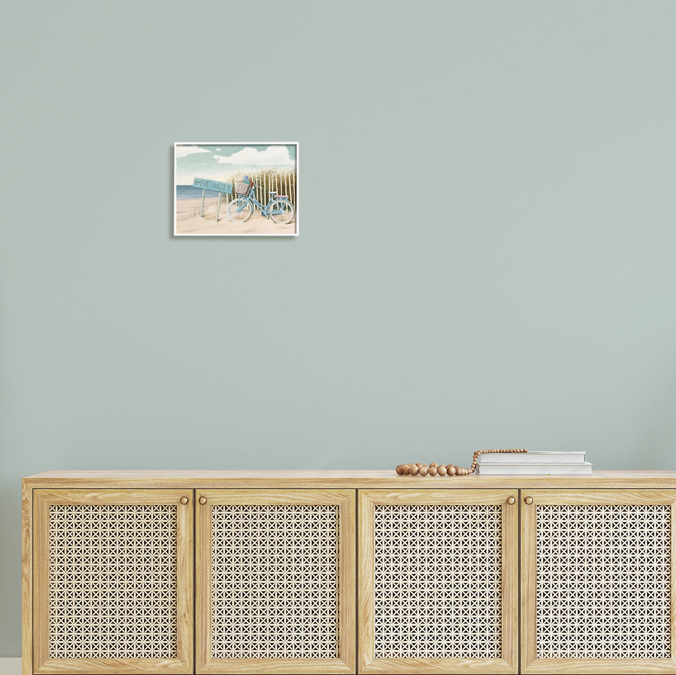 Stupell Industries Beach Cruiser Blue Bicycle Boast Graphic Art White Framed Art Print Wall Art, Design by James Wiens