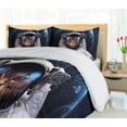 thumbnail image 5 of Ambesonne Space Cat Duvet Cover Set, Planet Earth Backdrop, 2-Calking, White Green Dark Blue, 5 of 7