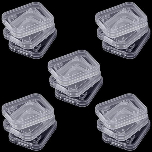 15Pcs SD Memory Card Case Holder, Standard SD Plastic Storage Boxes, Clear Compact