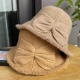 thumbnail image 2 of CoCopeaunts Women Girls Bucket Hat Winter Bowknot Bucket Cap Foldable Cloche Party Daily Costume Accessory Warm Soft Cloche Cap, 2 of 8