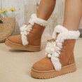 thumbnail image 3 of XUNKUSGA Womens Boots Casual Suede Retro Winter Boots for Women Shearling Lined Winter Snow Boots Comfortable ry Booties for Women Thick Soled High-Top Round-Toe Lace-Up Women Boots 36-42 Orange, 3 of 8
