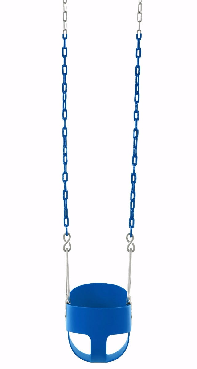 Machrus Swingan High Back, Full Bucket Toddler & Baby Swing with Vinyl Coated Chain - Fully Assembled Outdoor Baby Swing - Blue
