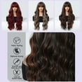 thumbnail image 5 of 27-inch Wine Red Long Curly Hair Wig for Women with Bang Natural-looking Wavy Wigs Heat Resistance Synthetic Hair Wig Hairpiece with Hair Net for Cosplay Party Daily Use, 5 of 7