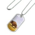 thumbnail image 2 of American Bison Buffalo Herd on the Plains Military Dog Tag Pendant Necklace with Chain, 2 of 4