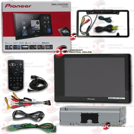 Pioneer 8" Touchscreen USB with Weblink Apple CarPlay, Android Auto and Bluetooth with DiscountCentralOnline FL09BK Full License plate Night vision Waterproof back-up camera