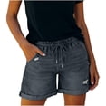 thumbnail image 3 of Womens Jean Shorts Stretchy High Waisted Ripped Denim Shorts with Pockets Trendy Distressed Cut Off Shorts by Yigetop Grey L, 3 of 7
