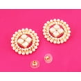 thumbnail image 2 of Sunsoul by Touchstone "Contemporary Kundan Collection" Indian Bollywood Desire Royal Mughal Round Shape Kundan Look Faux Pearls Bridal Jewelry Earrings In Antique Gold Tone For Women, 2 of 3