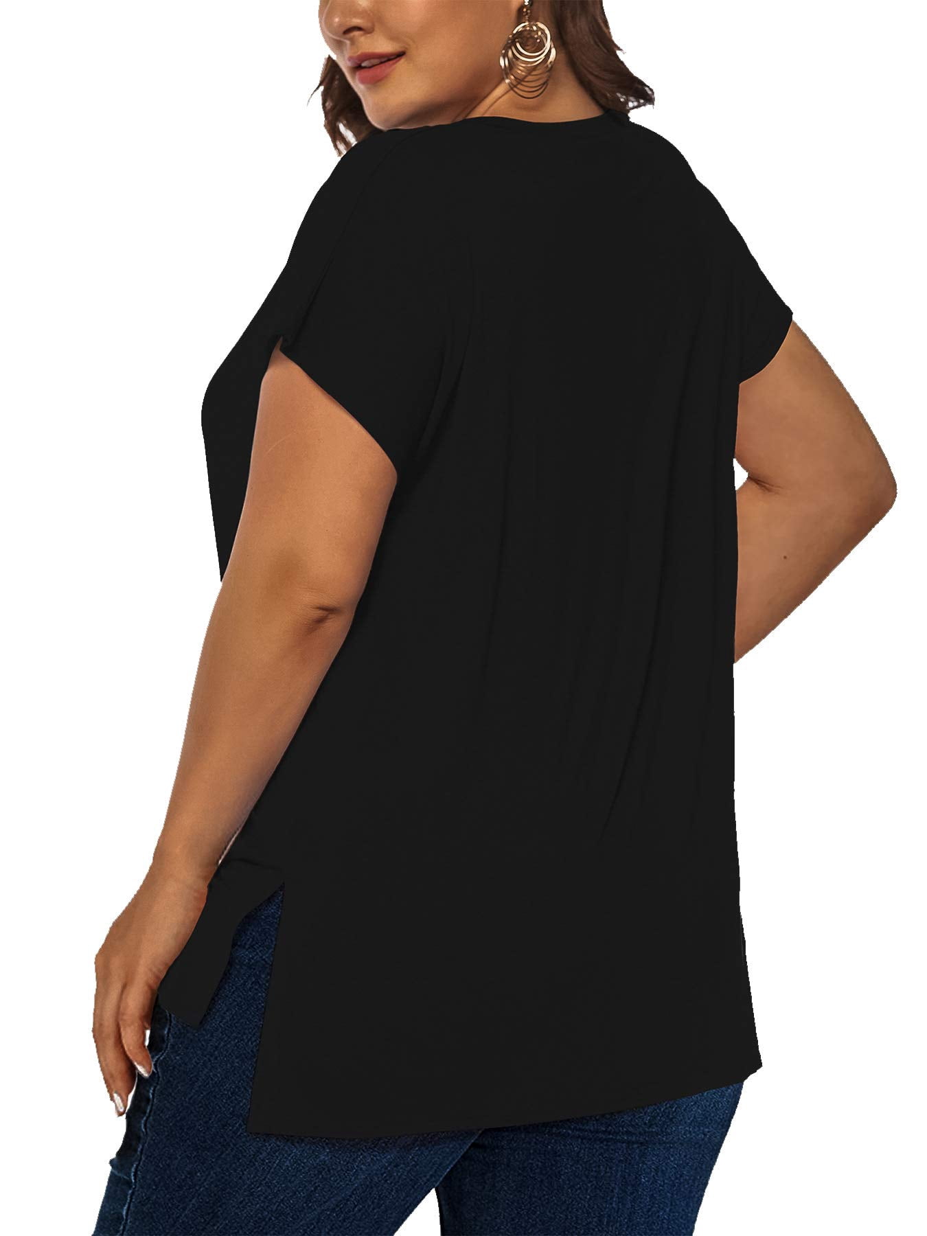 black high low shirt plus size