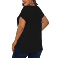 thumbnail image 5 of Fancyglim Womens Plus Size Tops V Neck Short Sleeve High Low Shirts(Black 2X), 5 of 5