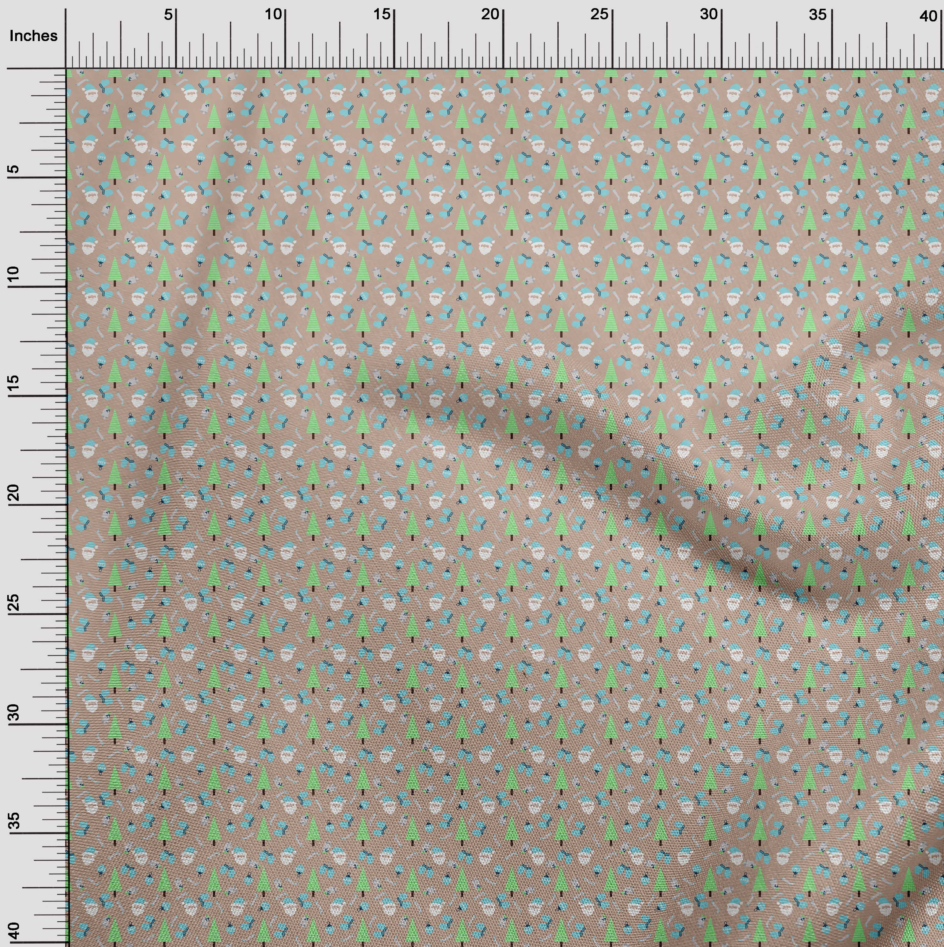 oneOone Cotton Cambric Light Brown Fabric Christmas Craft Projects Decor Fabric Printed By The Yard 56 Inch Wide
