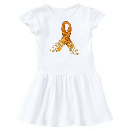 

Inktastic Leukemia Awareness with Orange Ribbon Made of Hearts Gift Toddler Girl Dress