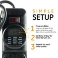 thumbnail image 6 of GE 7-Day Programmable Power Strip with Digital Timer, 8 Grounded Outlets, Indoor, 15 Amp, 1800W, Easy Presets and Custom Settings for Weekly Cycle, Minute Intervals, 15077 Black, 6 of 8