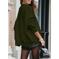 thumbnail image 6 of SHEWIN Womens Sweaters Crewneck Batwing Long Sleeve Oversized Side Slit Fall Ribbed Knit Pullover Jumper Tops Green, 6 of 8