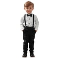 thumbnail image 2 of JTieacloth Boys Clothing Sets Toddler Boys Long Sleeve Solid T Shirt Tops Suspenders Pants Child Kids Outfits,Sizes 18-24 Months(White), 2 of 6