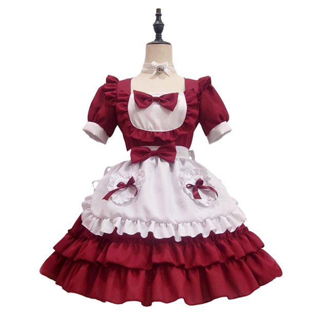 Red Maid Costumes Maid Dress Amine Cosplay Waitress Costume for Dress