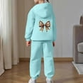thumbnail image 2 of Gunia Kids Girls Tracksuit Set 2 Piece Winter Outfit Lined Hoodie Joggers Casual Two Piece With Bow Print Fashion Soft Clothes Set Cute Outfits For Girls 2-13 Years, 2 of 7
