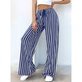 thumbnail image 5 of Pants Elastic Waist Palazzo Pants for Women Casual Lounge Wide Leg Pants Blue XL, 5 of 9
