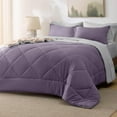 thumbnail image 2 of Cozy Comfort Grayish Purple King Size Comforter Set - 7 Pieces Reversible King Bed in a Bag, King Bed Set Grayish Purple and Grey with Comforters, Sheets, Pillowcases & Shams, 2 of 5
