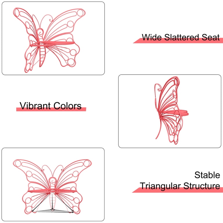 HLR Butterfly Outdoor Bench, Cast Iron 50-Inch, Pink photo 6