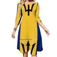 thumbnail image 1 of Vestido elegante dulce con la bandera nacional de Barbados para mujer Vestido coreano kawaii con cuello cuadrado Bandera nacional de críquet de Barbados Caribe, 1 of 6