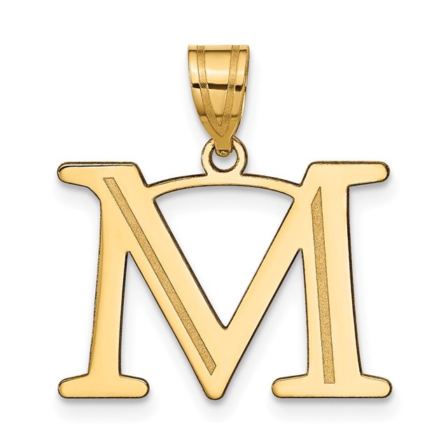 Diamond2Deal 14K Pendentif Lettre m Initiale en Or Jaune Gravé pour Femmes
