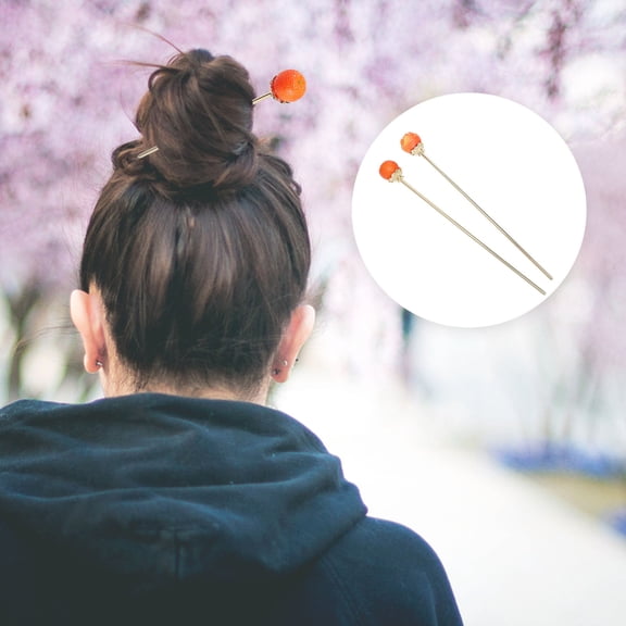 STRANDCHIC 2 Pieces Orange Hair Sticks for Women, Elegant Hair Accessories and Stylish Headdress