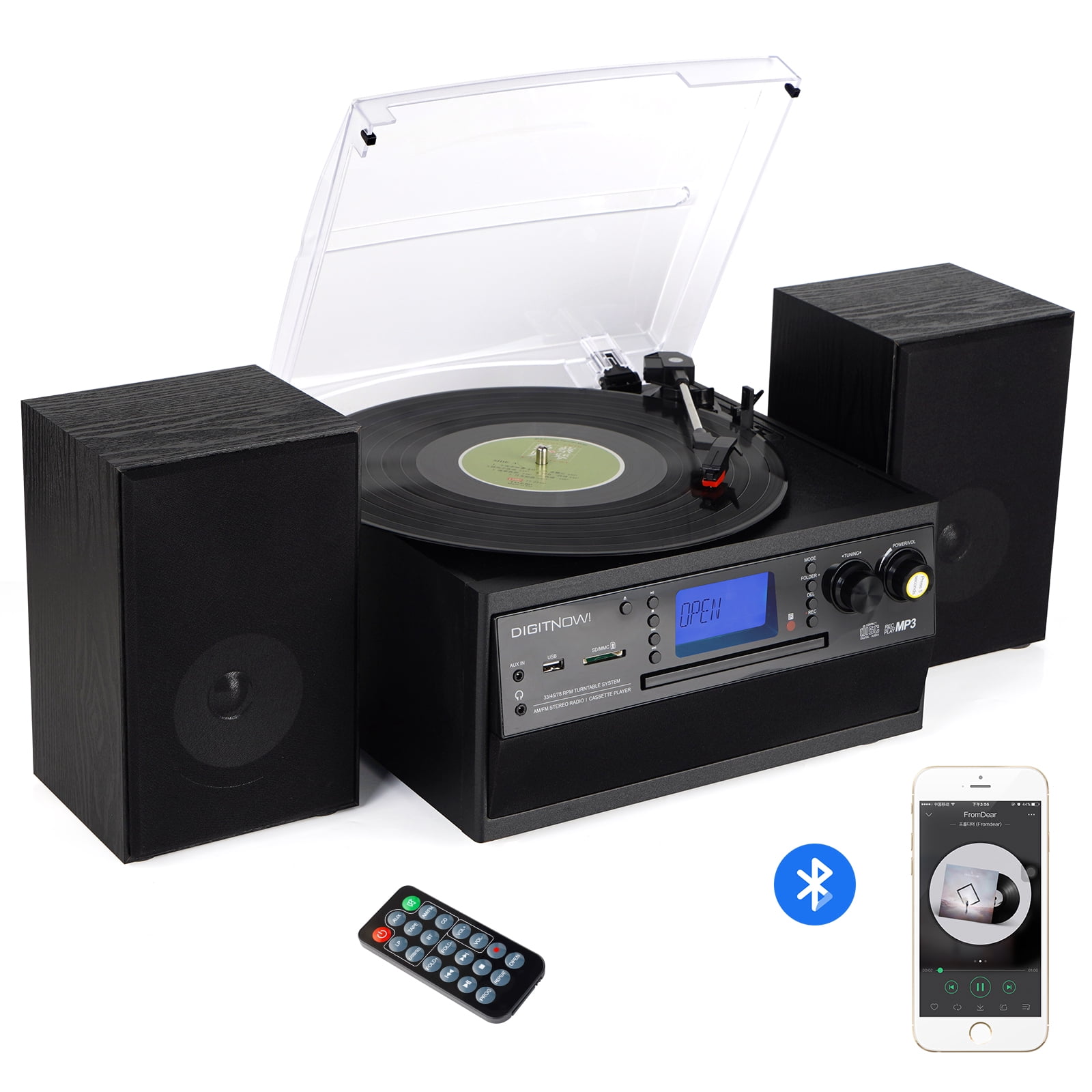 Jensen JTA-475 3-Speed Turntable with CD, Cassette and AM FM Radio