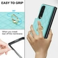 thumbnail image 7 of ELEHOLD for Samsung Galaxy Z Fold 4 Wallet Case,Luxury Premium Diamond Leather Rotatable Ring Credit Card Cash Slot Magnetic Clasp Kickstand Shockproof Protective for Samsung Galaxy Z Fold 4,Green, 7 of 7