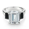 thumbnail image 2 of Gem Stone King 925 Sterling Silver Black Onyx Ring Set with Emerald Cut Moissanite (8.50 Cttw) (Size 5), 2 of 3